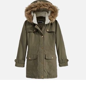 ROTHSCHILD Olive , Faux Fur Lining Jacket Fatigue SZ 14, EUC